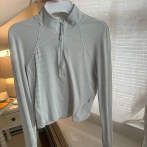 Lululemon Athletica Gray Polo Fitted Crop Long Sleeve